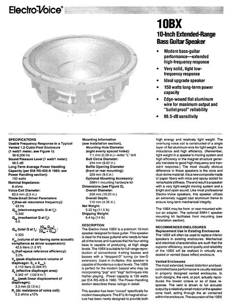 Electro-Voice Console Speaker System Manual pdf manual